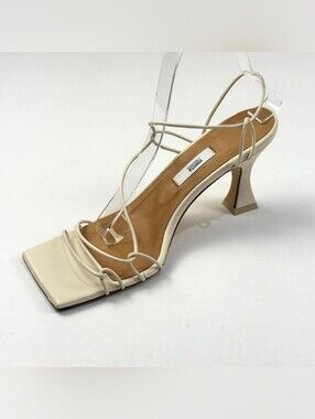 Miista London Ivory Leather Strappy Lace-Up Square Toe Sandals Size EU41 US 10